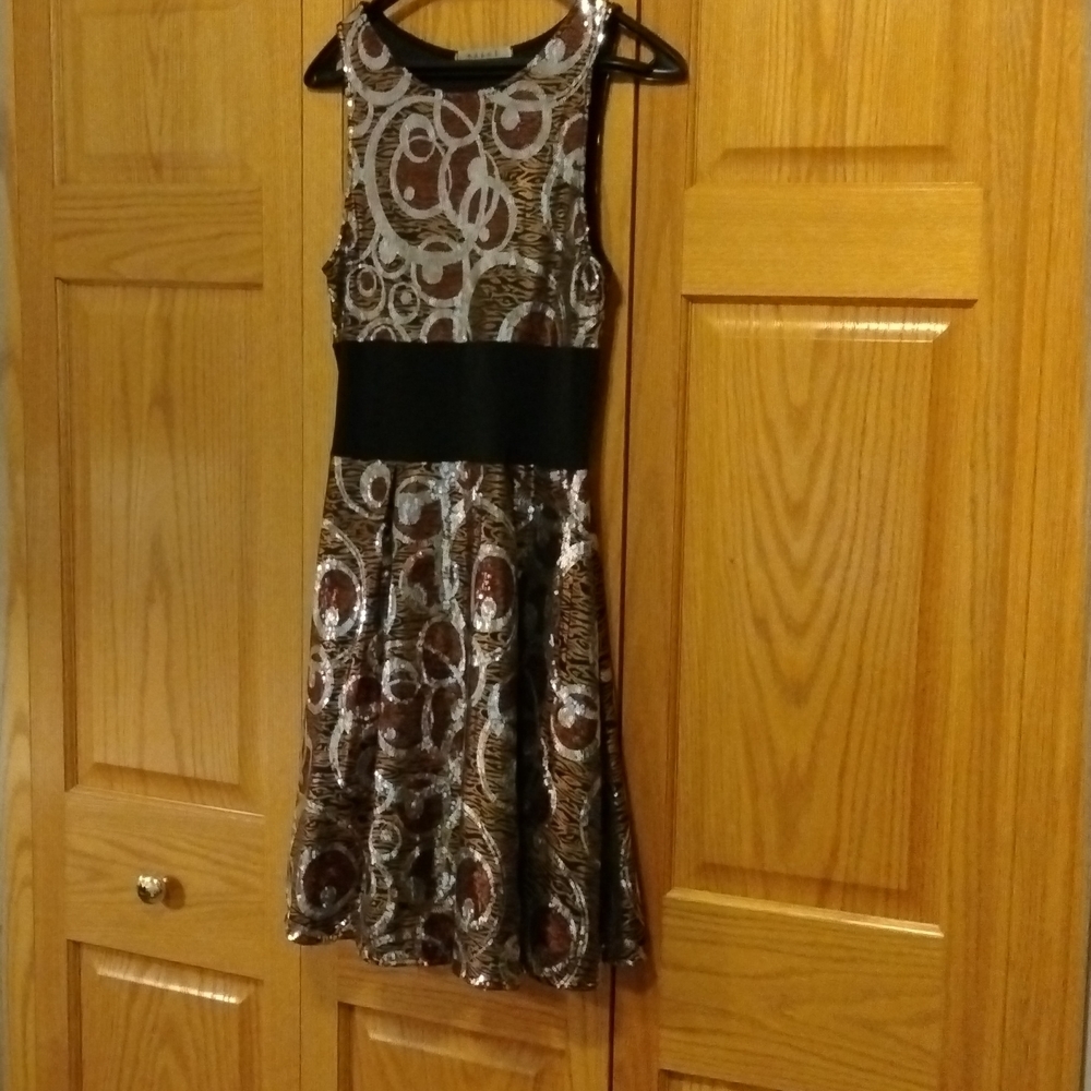 Easel sequin brown and silver dress size medium